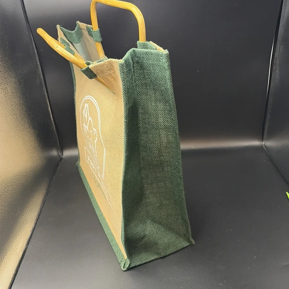 Piggly Wiggly PIG Head Burlap Nylon Handles Reuseable Packable Bag Grocery Store